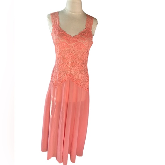 Vintage Delicates Chiffon Sheer Nightgown Negligee Gown Maxi Lace Size S… - Picture 7 of 15